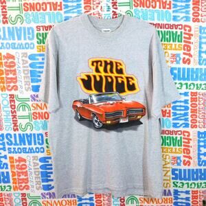 Vintage 90s Jerzees The Judge Pontiac GTO Graphic T Shirt Size L Gray